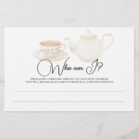 Tea Party Bridal shower Who am I game