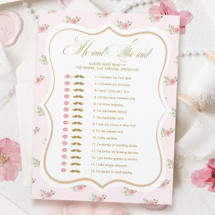 Tea Party Bridal Shower Who Said Game Card