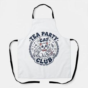 Tea Party Cat Pet Lover Shirt Art - Tea Party Cat  Apron