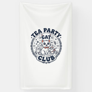 Tea Party Cat Pet Lover Shirt Art - Tea Party Cat Banner