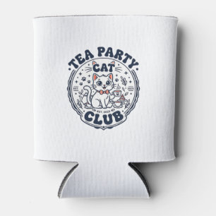 Tea Party Cat Pet Lover Shirt Art - Tea Party Cat  Can Cooler