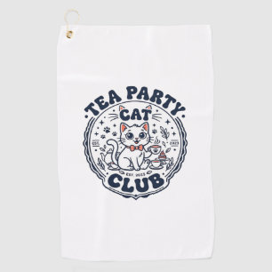 Tea Party Cat Pet Lover Shirt Art - Tea Party Cat  Golf Towel