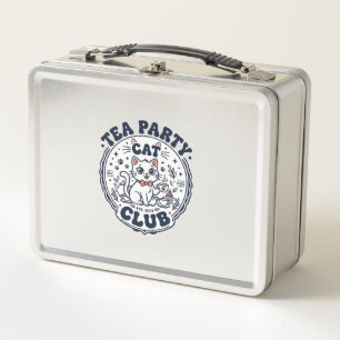 Tea Party Cat Pet Lover Shirt Art - Tea Party Cat  Metal Lunch Box