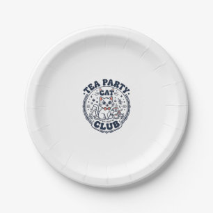 Tea Party Cat Pet Lover Shirt Art - Tea Party Cat Paper Plate