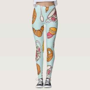 Tea Party, Confectionery Seamless Background. Leggings