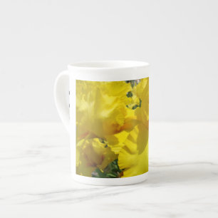 Tea Party cup mugs Yellow Iris Flowers Floral
