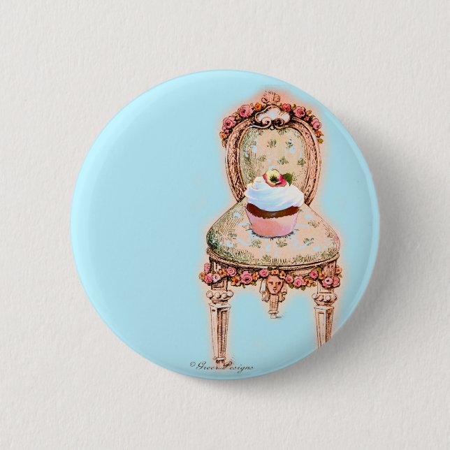 Tea Party Cupcake Design 6 Cm Round Badge (Front)