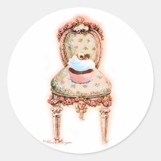 Tea Party Cupcake French Victorian Design Classic Round Sticker