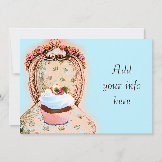 Tea Party Cupcake Victorian Invitation (Front)