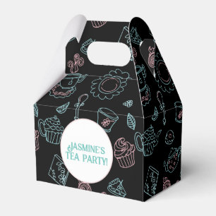 Tea Party Doodle Pattern Birthday Party  Favour Bo Box