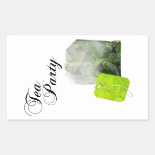tea party double exposure rectangular sticker