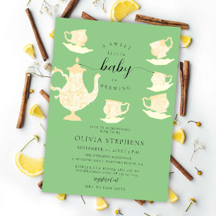 Tea Party Elegant Boho Lace Neutral Baby Shower Invitation