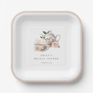 Tea Party Elegant Bridal Shower Paper Plate