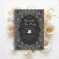 Tea Party Elegant Lace Black White Baby Shower