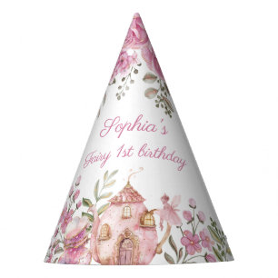 Tea Party Fairy Girl Blush Pink Flowers Birthday Hat