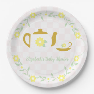Tea Party Floral Baby Shower Paper Plate