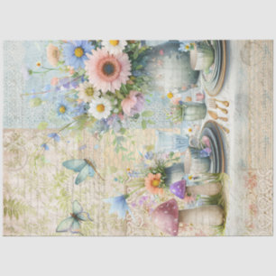 Tea Party Floral Pastel Blue Pink Bridal Shower Tissue Paper
