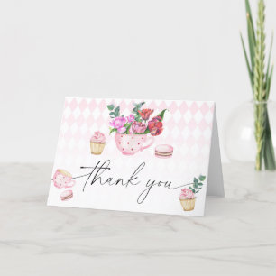Tea Party Flowers baby shower thank you  Card