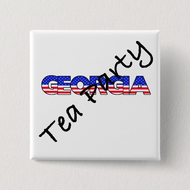 TEA PARTY FOR GEORGIA 15 CM SQUARE BADGE (Front)