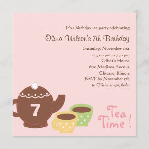 Tea Party - Girl Birthday Invitation