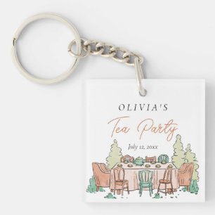Tea party girls birthday cute key ring