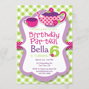 Tea Party Girls Birthday Party Invitation