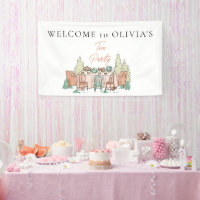 Tea party girls cute birthday welcome sign