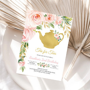 Tea Party Gold Birthday Invitation