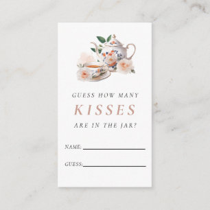 Tea Party How Many Kisses Bridal Shower Enclosure Card