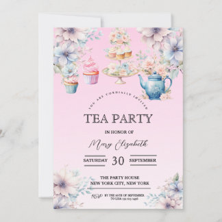 Tea Party Invitation, Birthday Party Invitation