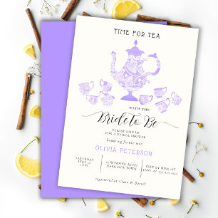Tea Party Lavender Boho Chic Lace Bridal Shower Invitation