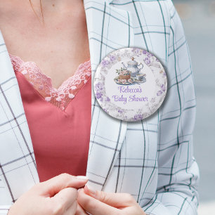 Tea Party Lavender Garden Floral Baby Shower 3 Cm Round Badge