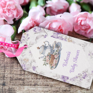 Tea Party Lavender Garden Floral Baby Shower  Gift Tags