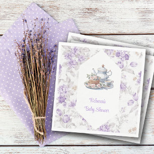 Tea Party Lavender Garden Floral Baby Shower Napkin