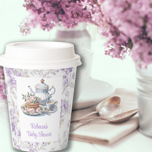 Tea Party Lavender Garden Floral Baby Shower  Paper Cups