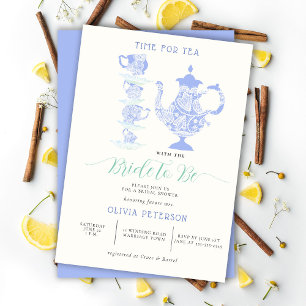 Tea Party Lavender Teal Boho Lace Bridal Shower Invitation