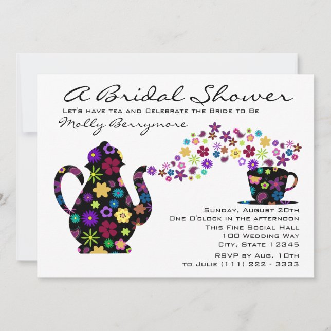 Tea Party Magic Bouquet Bridal Shower Invitation (Front)