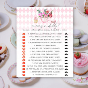 Tea party - mummy or daddy baby shower game