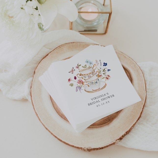 Tea Party Paper Napkin (Elegant Wildflower Tea Party Paper Napkin by Painted Paperie
)