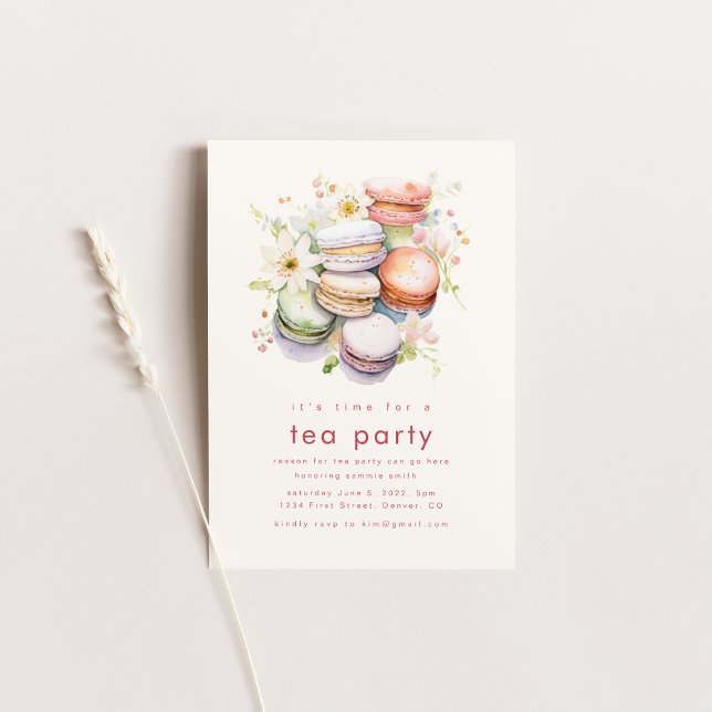 Tea Party Patisserie Invitation with Macaroons  (Creator Uploaded)