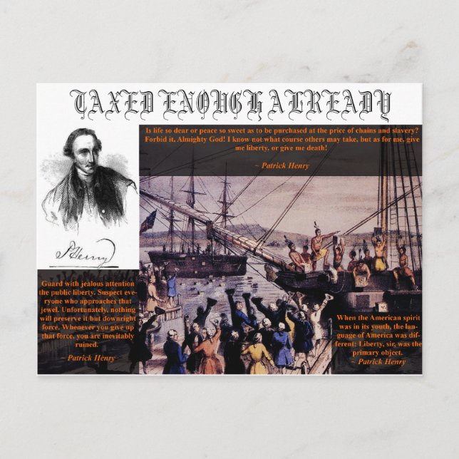 Tea Party Patrick Henry Invitation Postcard (Front)