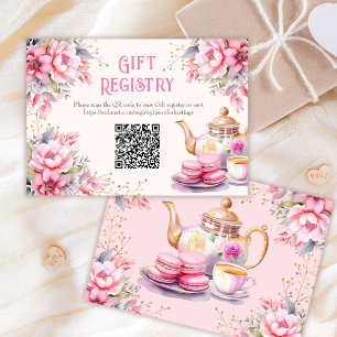 Tea Party Pink Floral Birthday Gift Registry Card