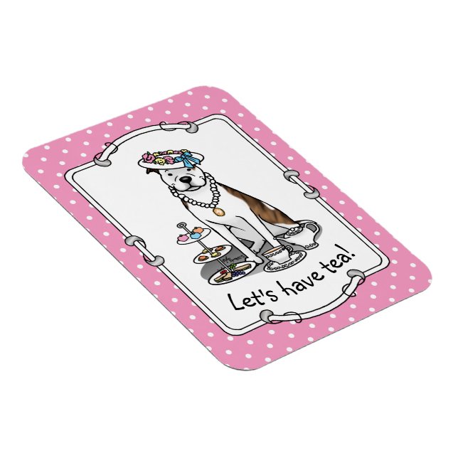 Tea Party Pit Bull (lt brindle white 3) dog cute Magnet (Right Side)