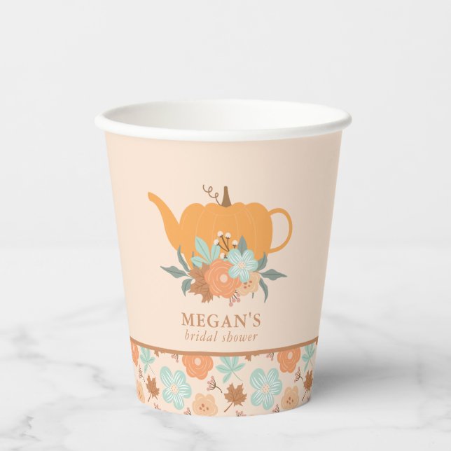 Tea Party Pumpkin Bridal Shower Paper Cups (Front)