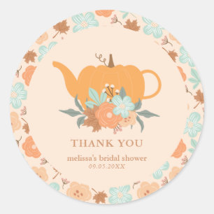 Tea Party Pumpkin Bridal Shower Thank You  Classic Round Sticker