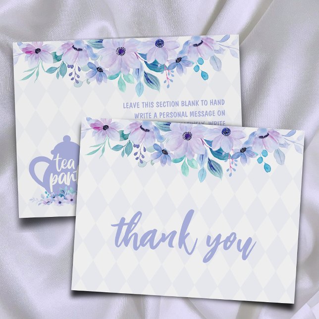 Tea Party Purple Watercolor Baby Shower Thank You Card (Creator Uploaded)