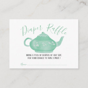 Tea Party Shabby Chic Baby Shower   Diaper Raffle Enclosure Card