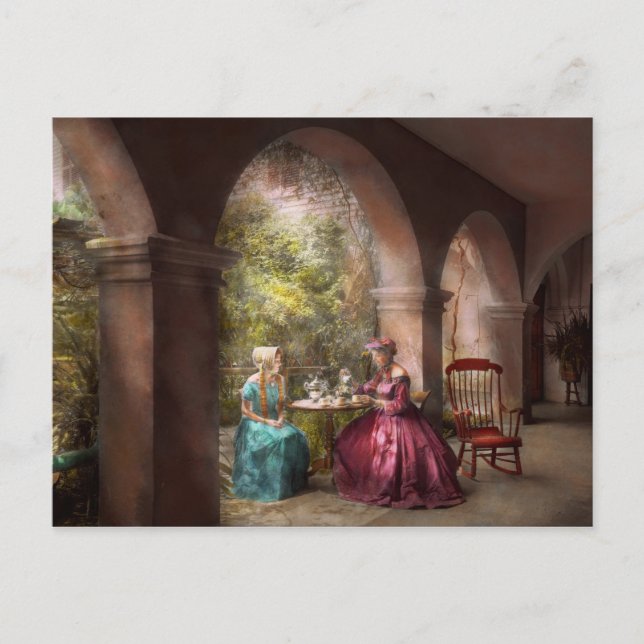 Tea Party - Sharing tea with Grandma 1936 Invitation Postcard (Front)