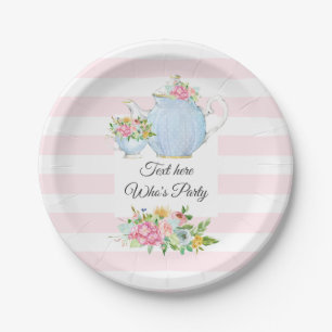 tea party, spring floral, flower Paper Plate
