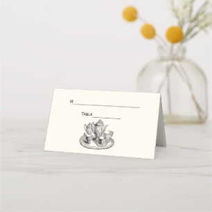 Tea Party Tea Service Place Escort Card Ivory